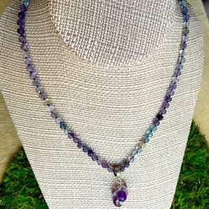 Faceted fluorite sterling necklace